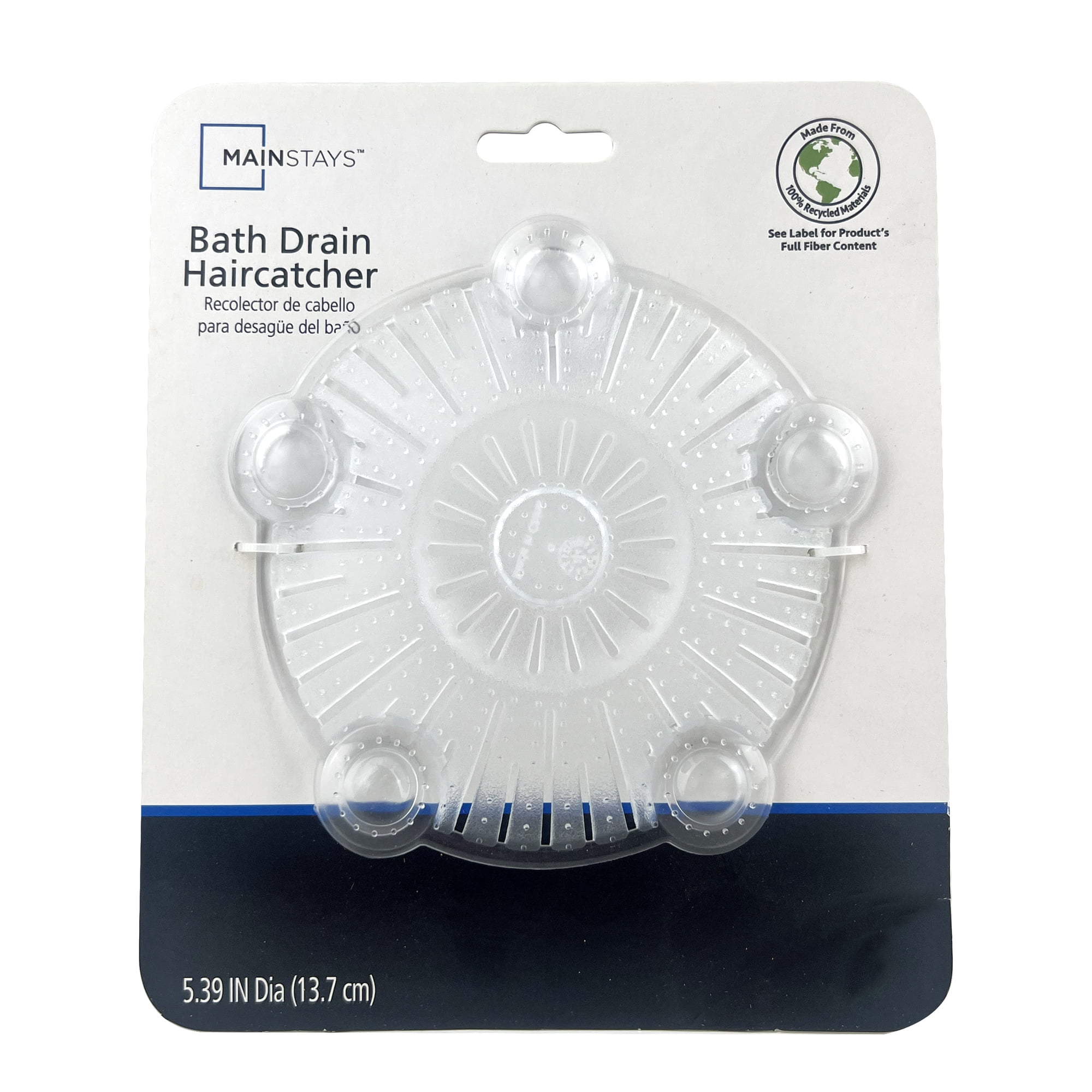Mainstays Shower Drain Hair Catcher, Clear, 5.39 in