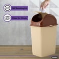 thumbnail image 5 of Superio 9 Gallon Plastic Trash Can with Swing Top Lid, Waste Bin for Under Desk, Office, Bedroom, Bathroom- 10 Qt, Beige/ Brown, 5 of 6