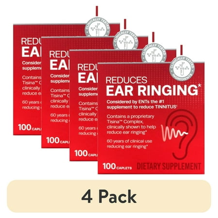 (4 pack) Lipo Flavonoid Ear Ringing Relief Supplement, Clinically Tested Ingredients, 100 Caplets