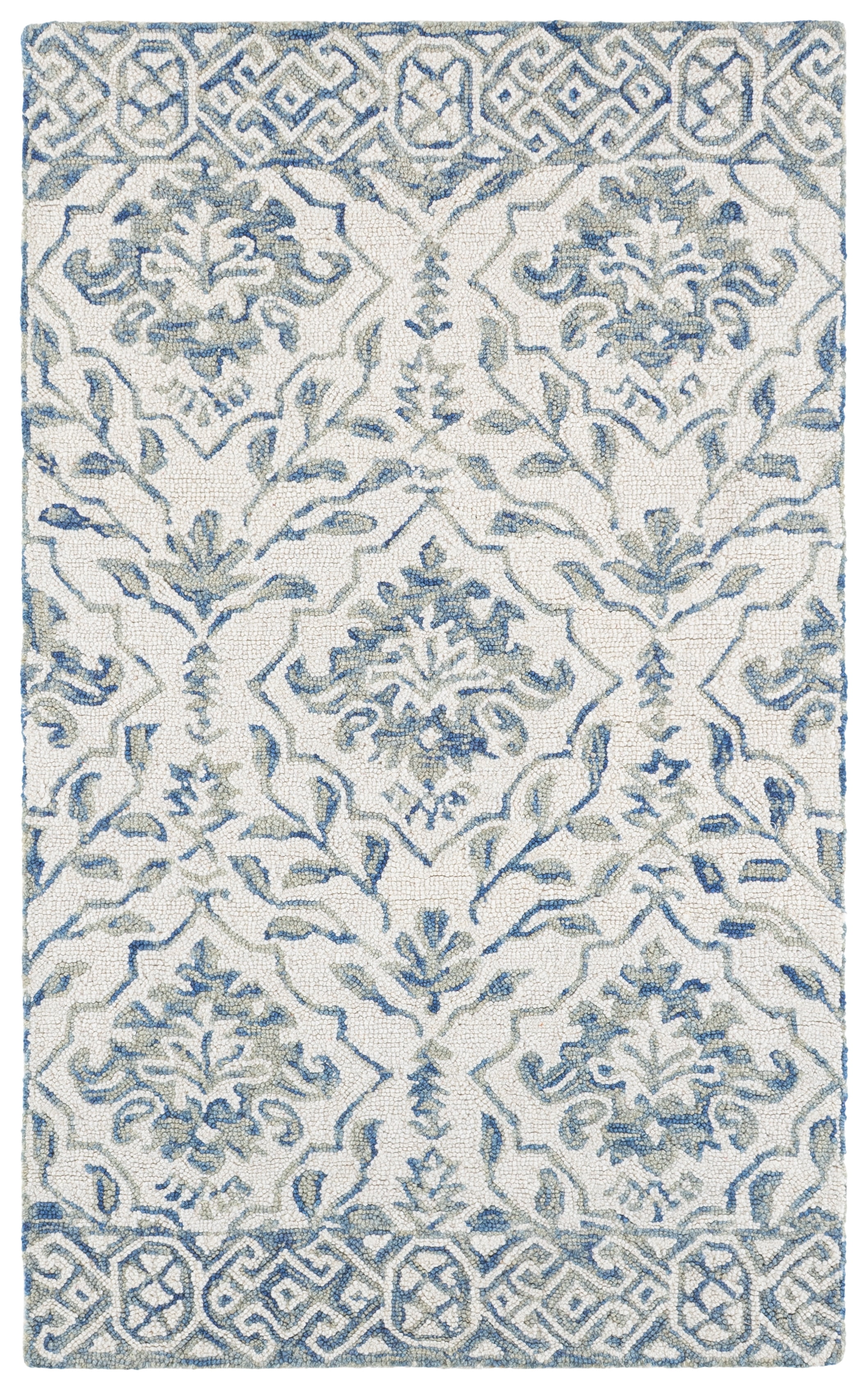 Safavieh Dip Dye Beranadette Floral Wool Area Rug, Light Blue/Ivory, 4' x 6'