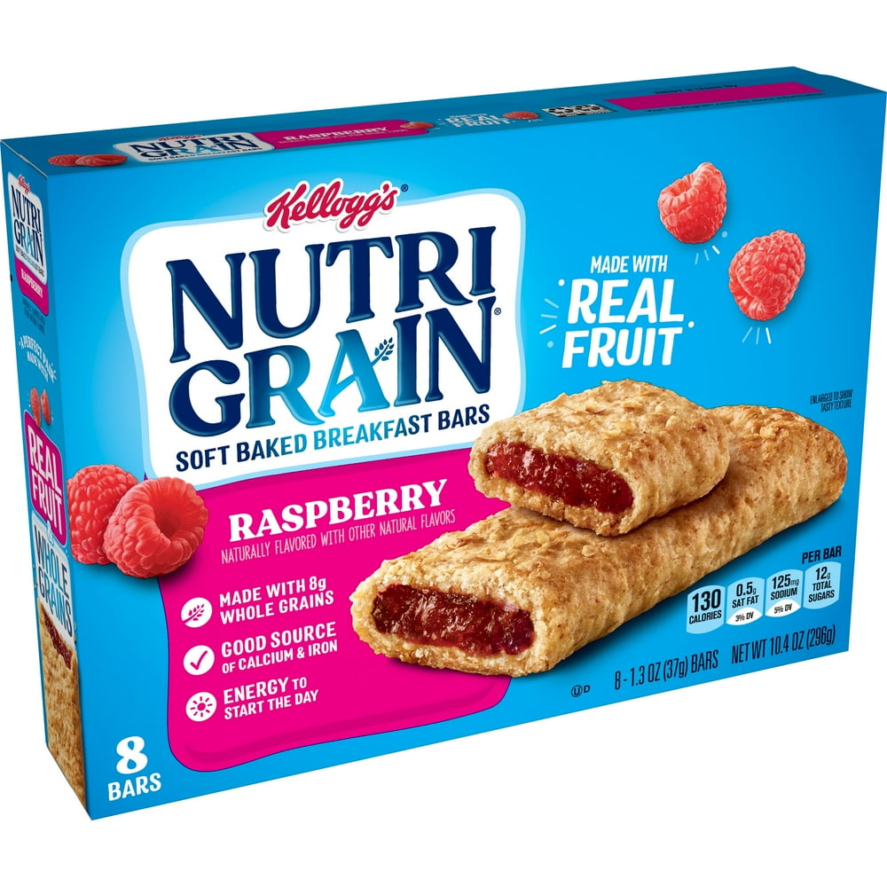 Kellogg's NutriGrain, Soft Baked Breakfast Bars, Raspberry, 8 Ct, 10.4