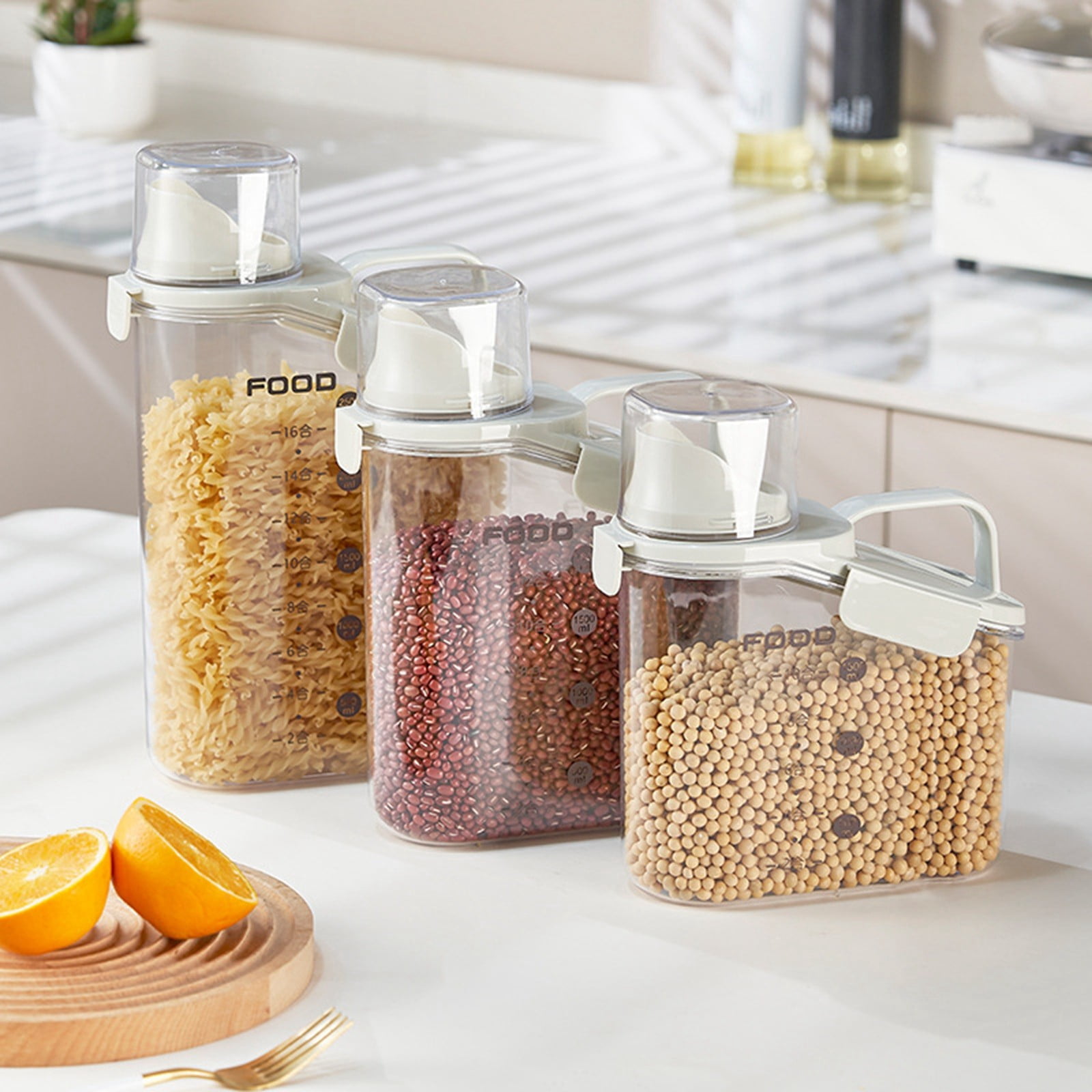 2Pack Slim Rice Container Storage Dry Food Airtight Container Kitchen Storage Containers Airtight Food Storage With Pouring Spout For Oatmeal Grain Cereal Pasta Flour Food Storage Home Decor