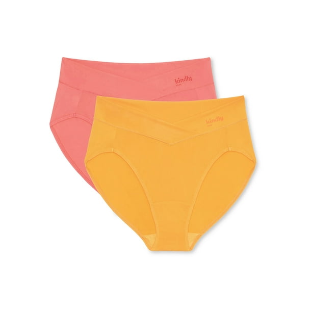 Kindly Yours Women's So Comfy Crossover Waist High Cut Panties, 2Pack