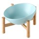 thumbnail image 1 of Cuenco para gatos inclinable de 45  degree, con soporte de madera, alimentador de alimentos, antideslizante, cuenco portátil de cerámica para mascotas de , Azul Yinane Cuenco para gatos, 1 of 5