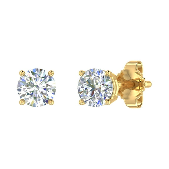 2/3 Carat Diamond 4-Prong Set Stud Earrings in 14K Yellow Gold (0.66 Ct)