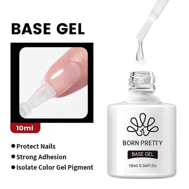 BORN PRETTY-Gel Base para capa superior, Gel de goma de refuerzo para uñas, herramientas para manicura, Barniz UV LED, 10ml