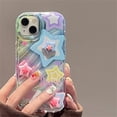 thumbnail image 3 of Funda de teléfono transparente 3D Y2k Gradient Star para iPhone 15, 14, 13, 12, 11 Pro Max, X, XR, 7, 8Plus, SE, cubierta suave a prueba de golpes, Linda y coreana, 3 of 4