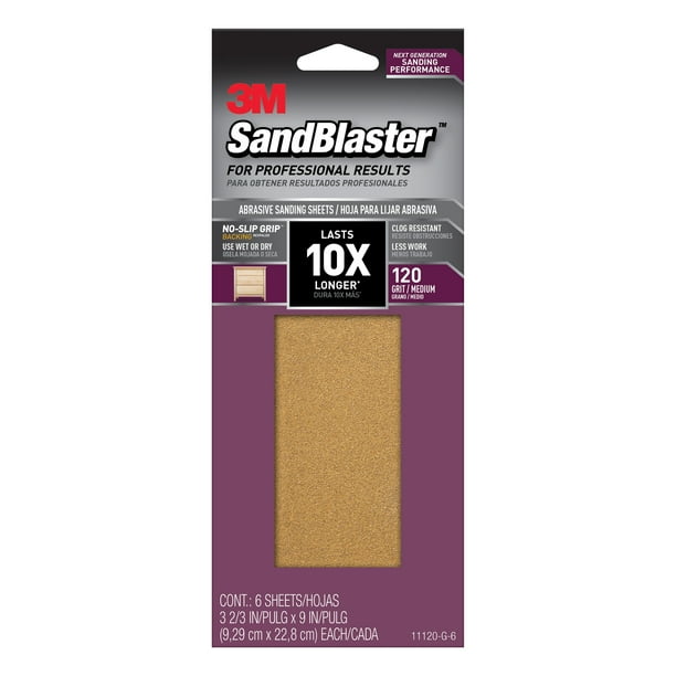 3M SandBlaster NoSlip Grip Sandpaper, 120 Grit