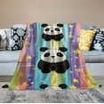 thumbnail image 2 of ONETECH  Cartoon Panda Blanket Rainbow Throw Blanket Super Soft Cozy Plush Blanket for Bed Couch Chair Kids Youth Gift, 2 of 6