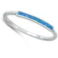 thumbnail image 4 of CHOOSE YOUR COLOR Rope Bar Blue Simulated Opal Promise Ring .925 Sterling Silver Band CZ Female Size 7, 4 of 4