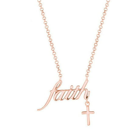 Silver on the Rocks Expression Faith with Cross end Tag Necklaces