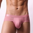 thumbnail image 4 of USNSM Men's Solid Color Large Mesh Comfortable Breathable Low Rise Wide Belt Boxer Briefs Soft Stretch Trunks Pink L, 4 of 6