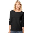 thumbnail image 1 of Hanes Tee-Shirt à Manches Raglan en Coton Extensible pour Femmes, 2TG, Noir, 1 of 2