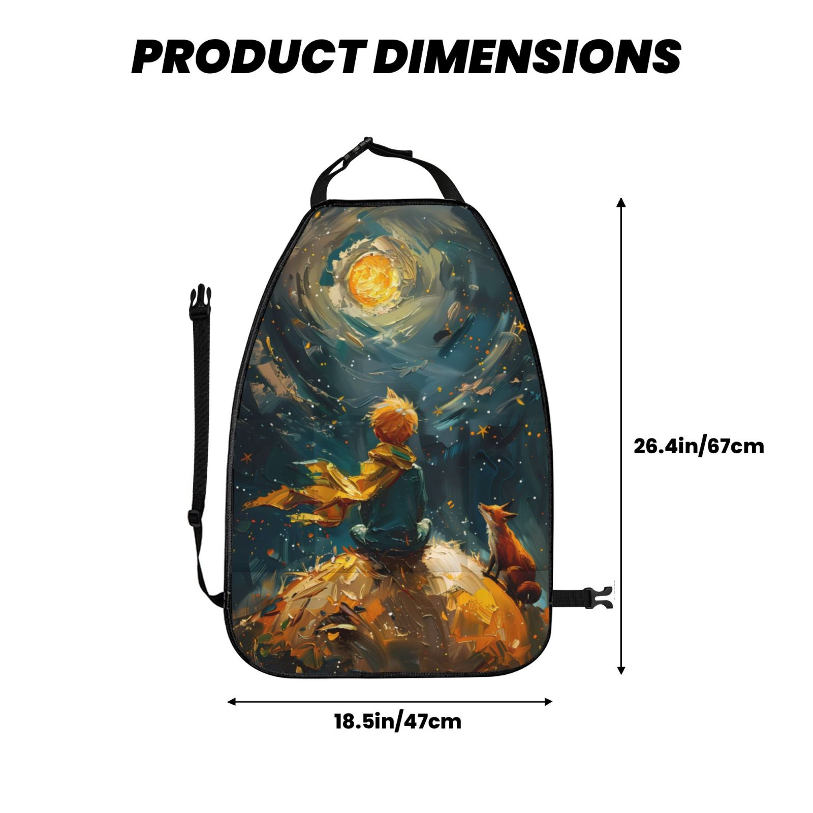 Xecao Whimsical Starry Night Scene Pattern Car Seat Back Protector 2 Pack Large Capacity Pocket, Kick Mats Back Seat Protector
