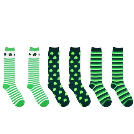 

3 Pairs of Polyester Unisex Socks Beautiful Party Socks Stretchable Clover Socks