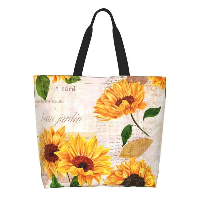 Fotbe Sunflower 5 Bolsa Tote Estética de Lona con Estampado para Mujer - Bolsa Reutilizable de Hombro Casual para Vacaciones, Compras, Trabajo y Gimnasio