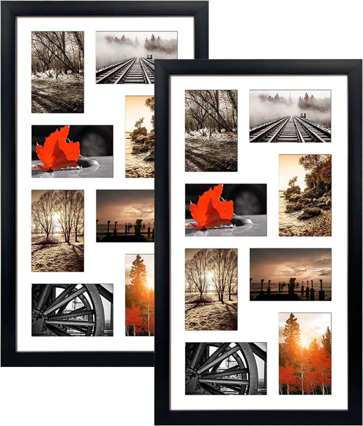 8 Opening 4x6 Collage Picture Frames Set of 2, Horizontal and Vertical