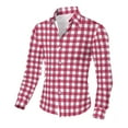 thumbnail image 6 of Txeol Men's Button Down Plaid Shirt Casual Long Sleeve Lapel Checkered Dress Shirts Regular Fit Work Tops,Red,XXXL, 6 of 9