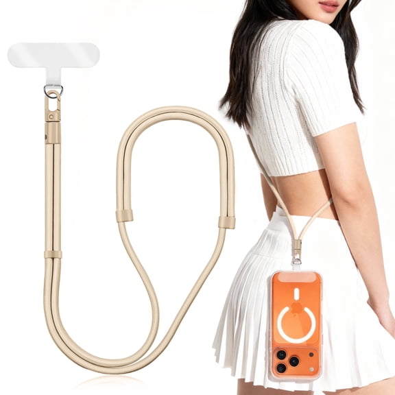 Vena Phone Lanyard Crossbody Phone Strap, Universal Cell Phone Lanyard Strap with Adjustable Lanyard for Phone Neck Holder for iPhone Android, Beige