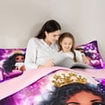 thumbnail image 4 of Castle Fairy Black Cute Princess Queen Bedding 7pcs,Dreamy Crown Butterfly Print Bedding Comforter Set Queen,Purple Pink,Grey Reversible, 4 of 7