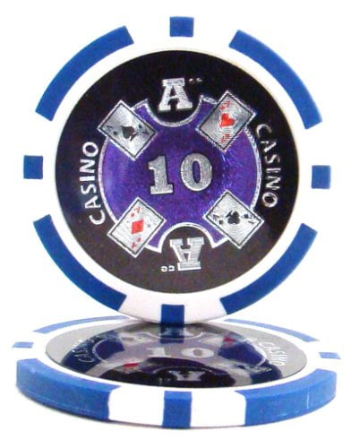 100 Blue $10 Ace Casino 14g Clay Poker Chips New 