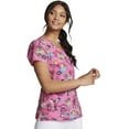 thumbnail image 4 of Dickies EDS Medical Scrubs Top for Women V-Neck Print DK852, S, Love And A Cat, 4 of 5