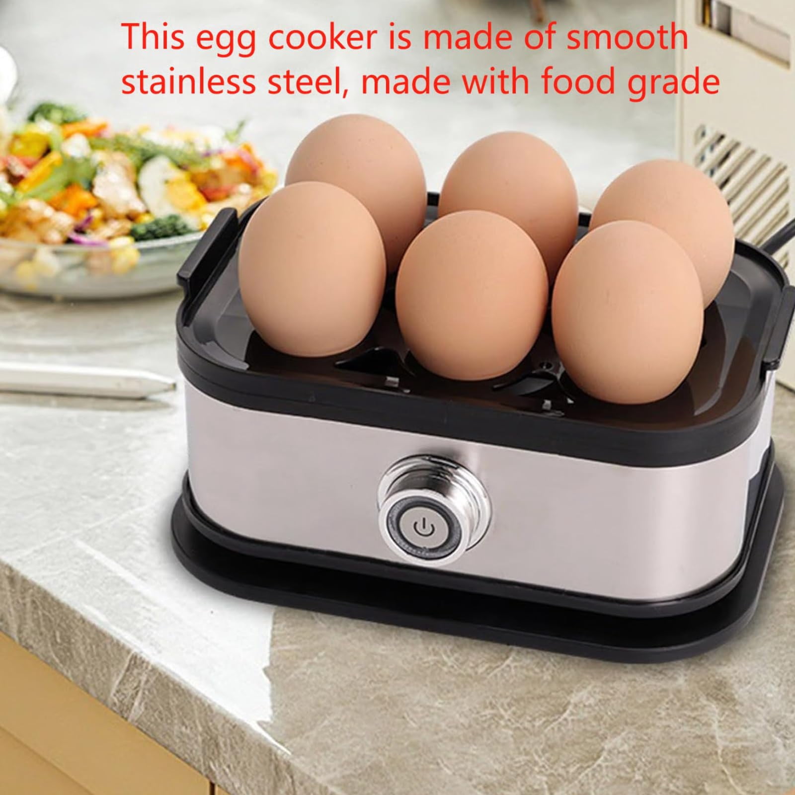 Smart Egg Cooker with Auto Shut, Electric Rapid Egg Boiler for 6 Eggs, Effortless Egg Cooking with the Ultimate Stainless Steel Egg Cooker for Hard/Soft/Medium Boiled, Poached, Scrambled