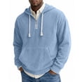 thumbnail image 2 of SYwaren Men's Quarter Zip Corduroy Hoodie Pullover Sweatshirt Solid Color Kangaroo Pocket Casual Outdoor, 2 of 8