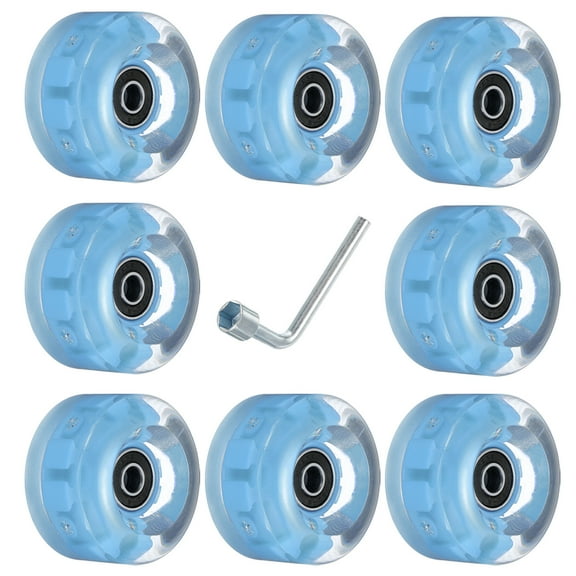 Uxcell 32 x 58mm Roller Skate Wheels with Bearings Light Up Wheel Quad Skate Replacement, Blue Light 8 Pack
