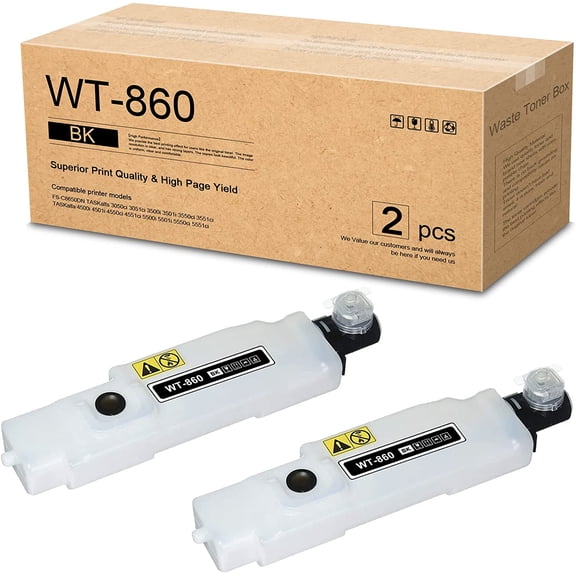 2 Pack WT-860 (1902LC0UN0) Waste Toner Box Replacement for Kyocera FS-C8650DN TASKalfa 3050ci 3500i 3501i Printers
