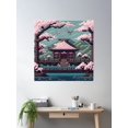 thumbnail image 2 of Cherry Blossom Japanese Pixel Art Poster Wall Art, Modern Wall Decor For Living Room Bedroom, 24x24 UNFRAMED, 2 of 3