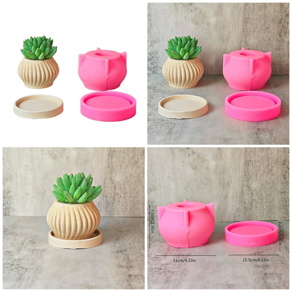 Flowerpot Mold Silicone Clay Striped Pattern Silicone for Hand-Making Concrete Resin Flower Pots