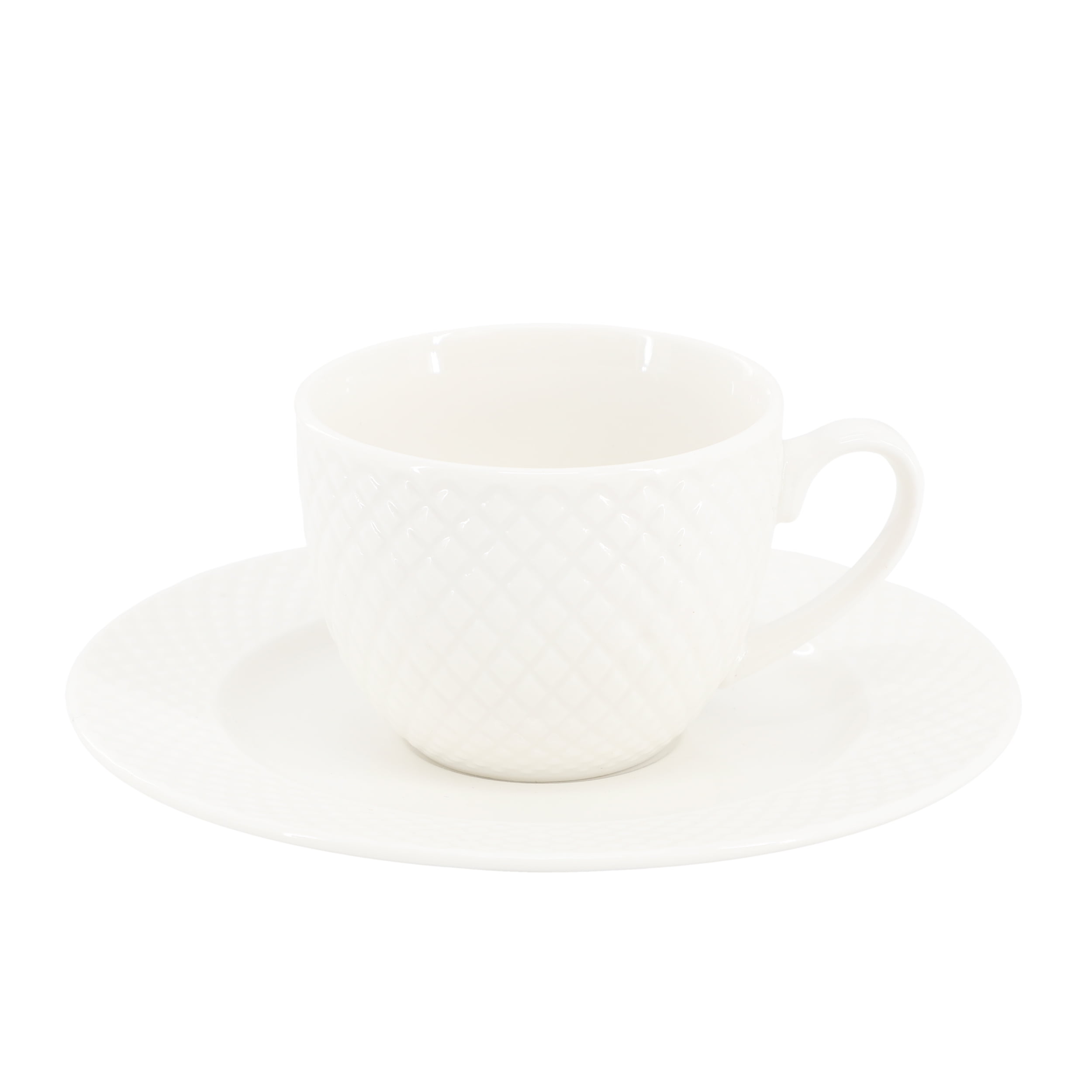 Elama Sol 12 Piece 3 Ounce Porcelain Espresso Cup with Saucer Set in White