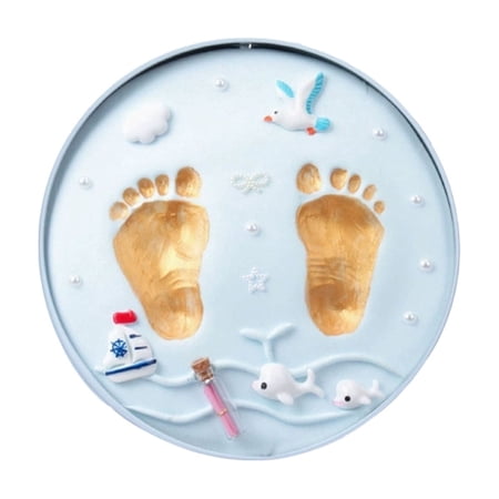 Inkless Baby Hand and Foot Print Kit Keepsake Box for Newborn Milestone Handprint Memory and Lanugo Hair Storage Gift