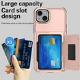 thumbnail image 2 of For iPhone 15 Case with Card Holder Heavy Duty Protective Kickstand Dual Layer Shockproof Hidden Card Slot Slim Wallet Military Protection Rugged Case for iPhone 15,Gray, 2 of 10