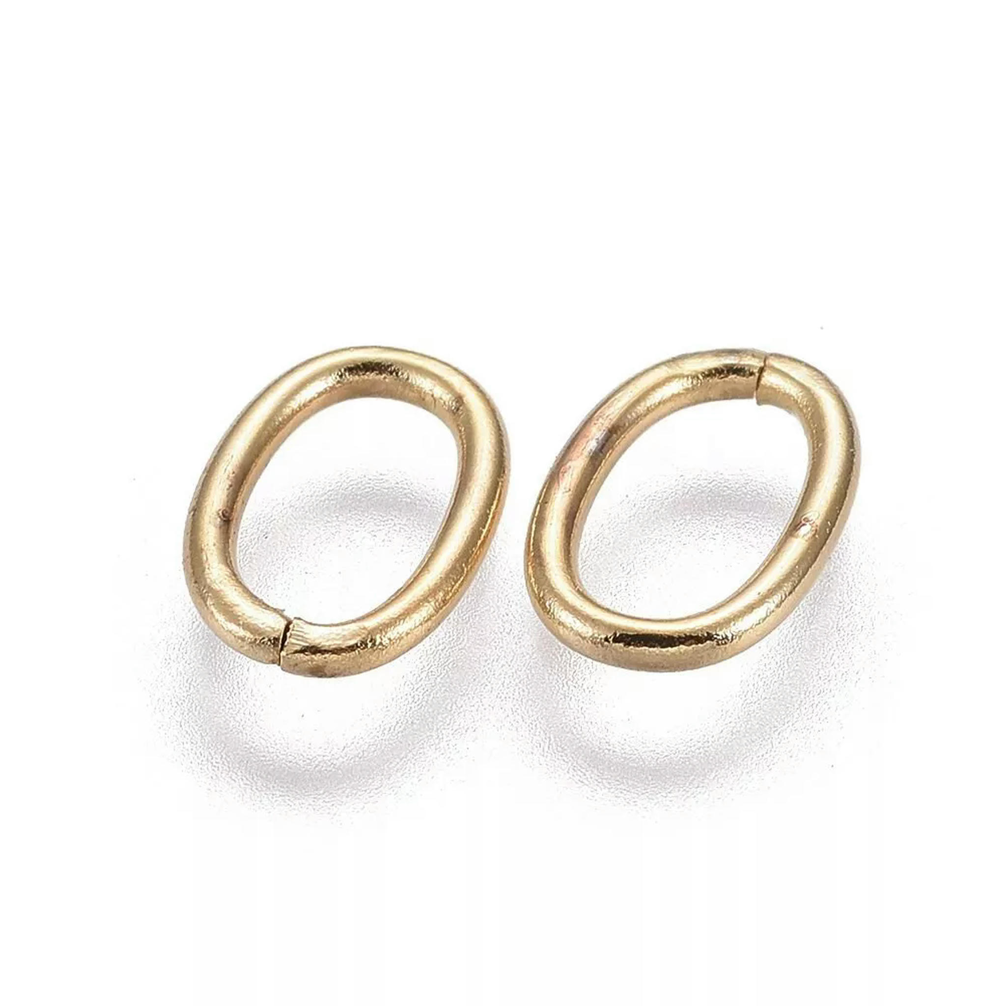 EOEMY 200Pcs Stainless Steel Oval Golden Open Jump Rings Jewelry Findings 10X6.5X1.1mm