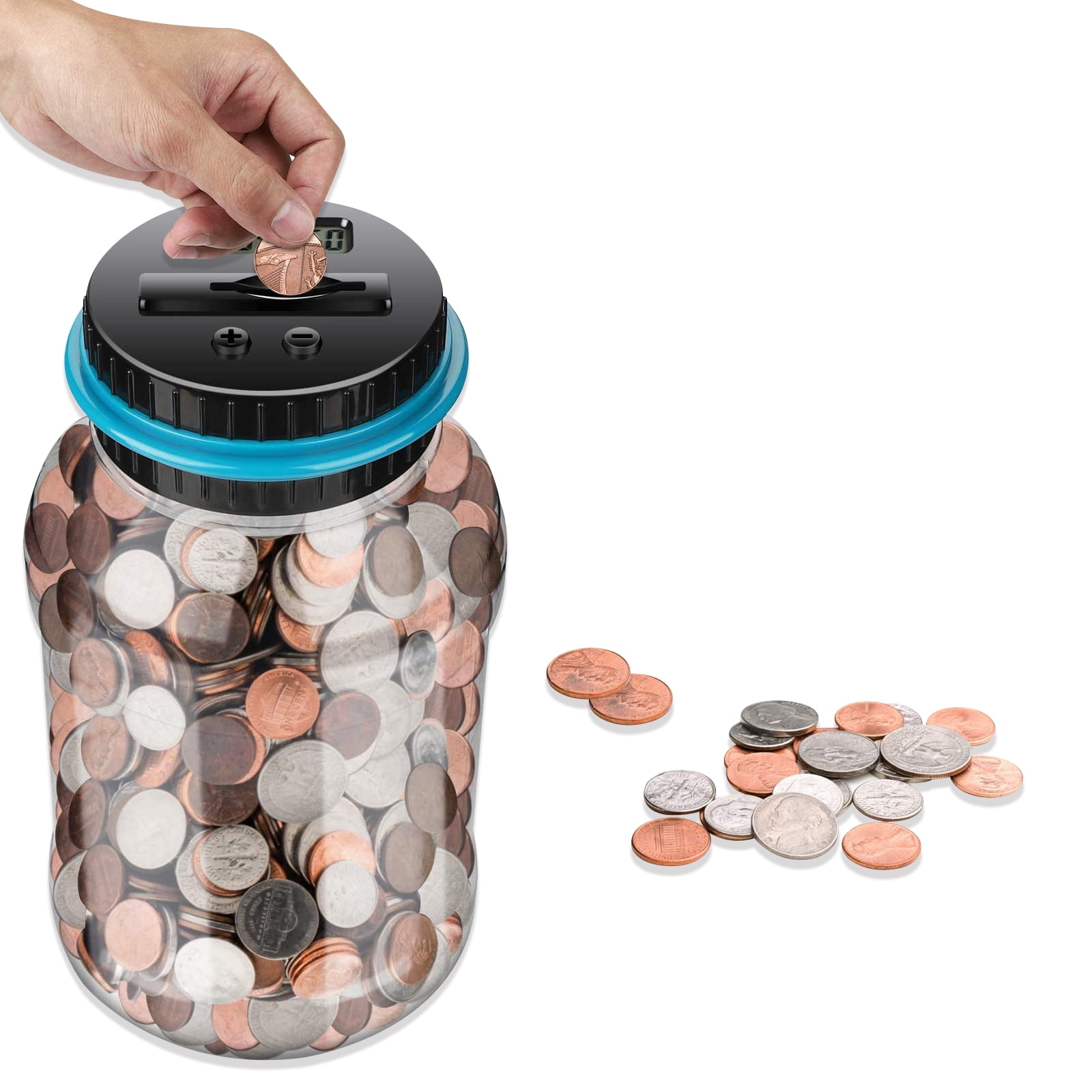 1.8L Digital LCD Money Coin Counter Saving Jar Money Box Coins Piggy Bank Gift 
