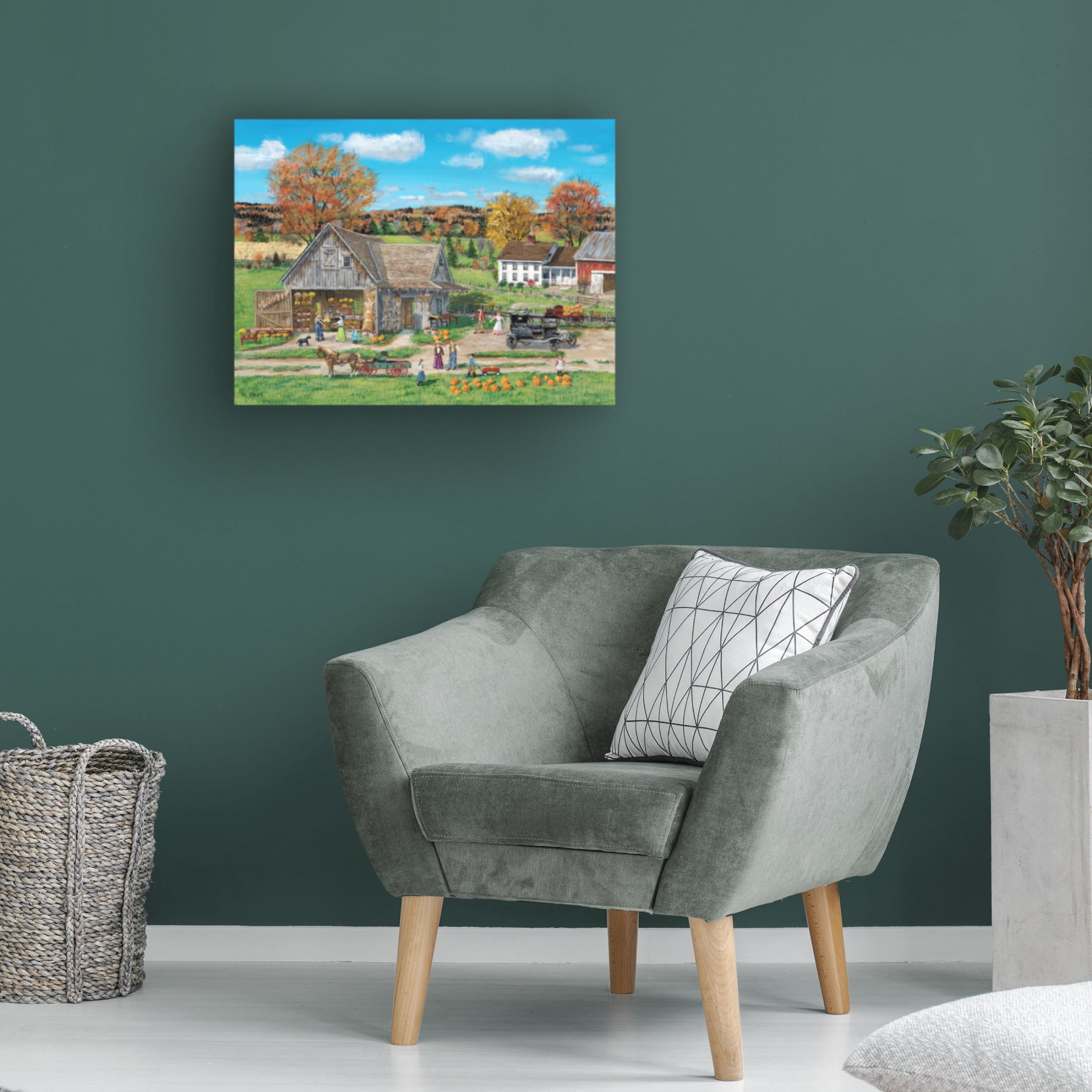 Canvas Wall Art - Bob Fair 'Buying Pumpkins' Wall Art for Living Room, Bedroom, or Office Décor by Trademark Fine Art - 24 x 18 Inches