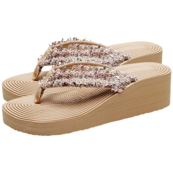 KAKOWELY 1 par de sandalias de mujer estilo bohemio, sandalias de cuña, zapatos de playa de verano