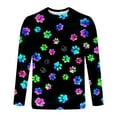thumbnail image 4 of FRSASU Mens Sweatshirt Colorful Animal Paw Printed Round Neck Shirt Mens Long Sleeve Casual Pullover Top Multicolor-X, 4 of 5