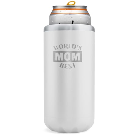 SoHo Slim Can Cooler Gift for Mom, Insulated for Skinny Beer or Hard Seltzer Can for Birthday / Christmas "Worlds Best Mom" (Gift Boxed)