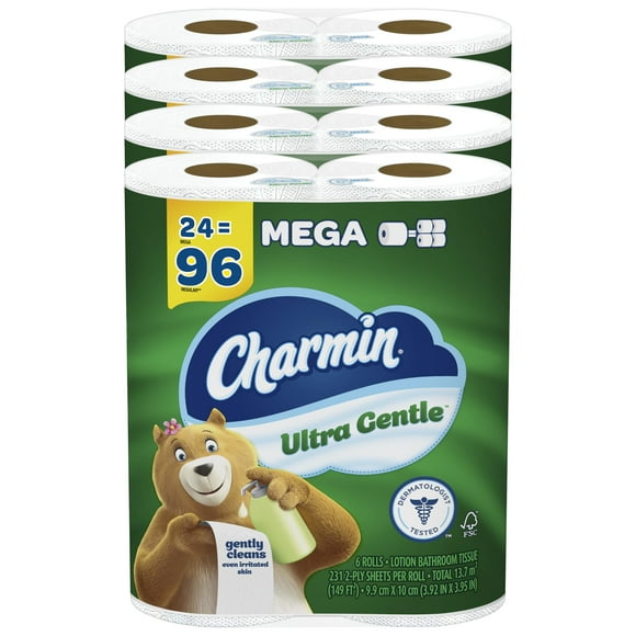 Papel higiénico Charmin Ultra Gentle, 24 megabollos (96 regulares)