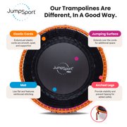 JumpSport 350 PRO Fitness Trampoline, Cardio Workout Equipment, 39 Inch, Orange