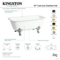 thumbnail image 5 of Aqua Eden VCTQND6732NL0 67" Cast Iron Rectangular Double Ended Clawfoot Tub (No Faucet Drillings), White/Matte Black, 5 of 8