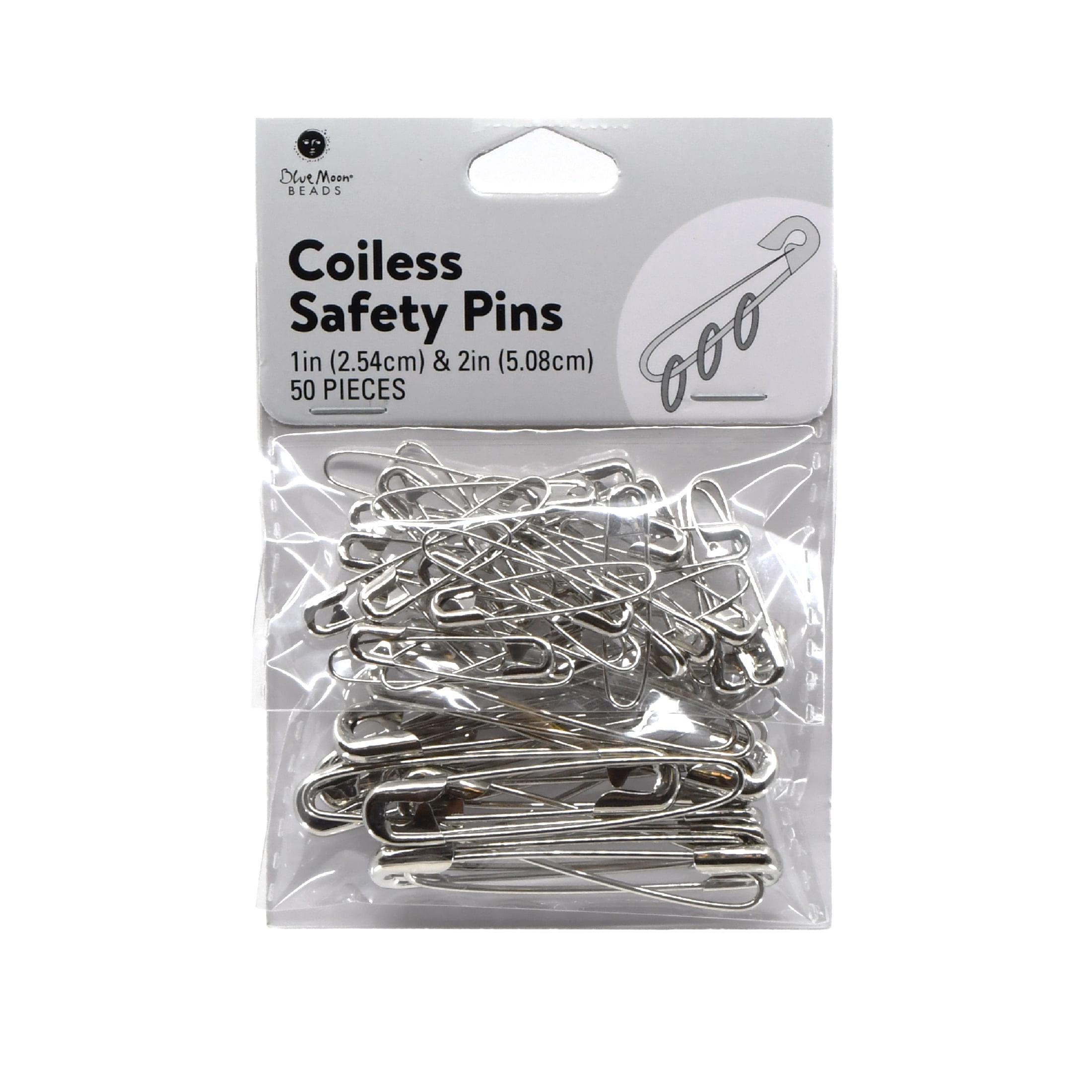 (6 pack) Blue Moon Beads Assorted Coiless Safety Pins Zinc Alloy Sewing and Jewelry Fasteners for DIY Projects 50-Piece