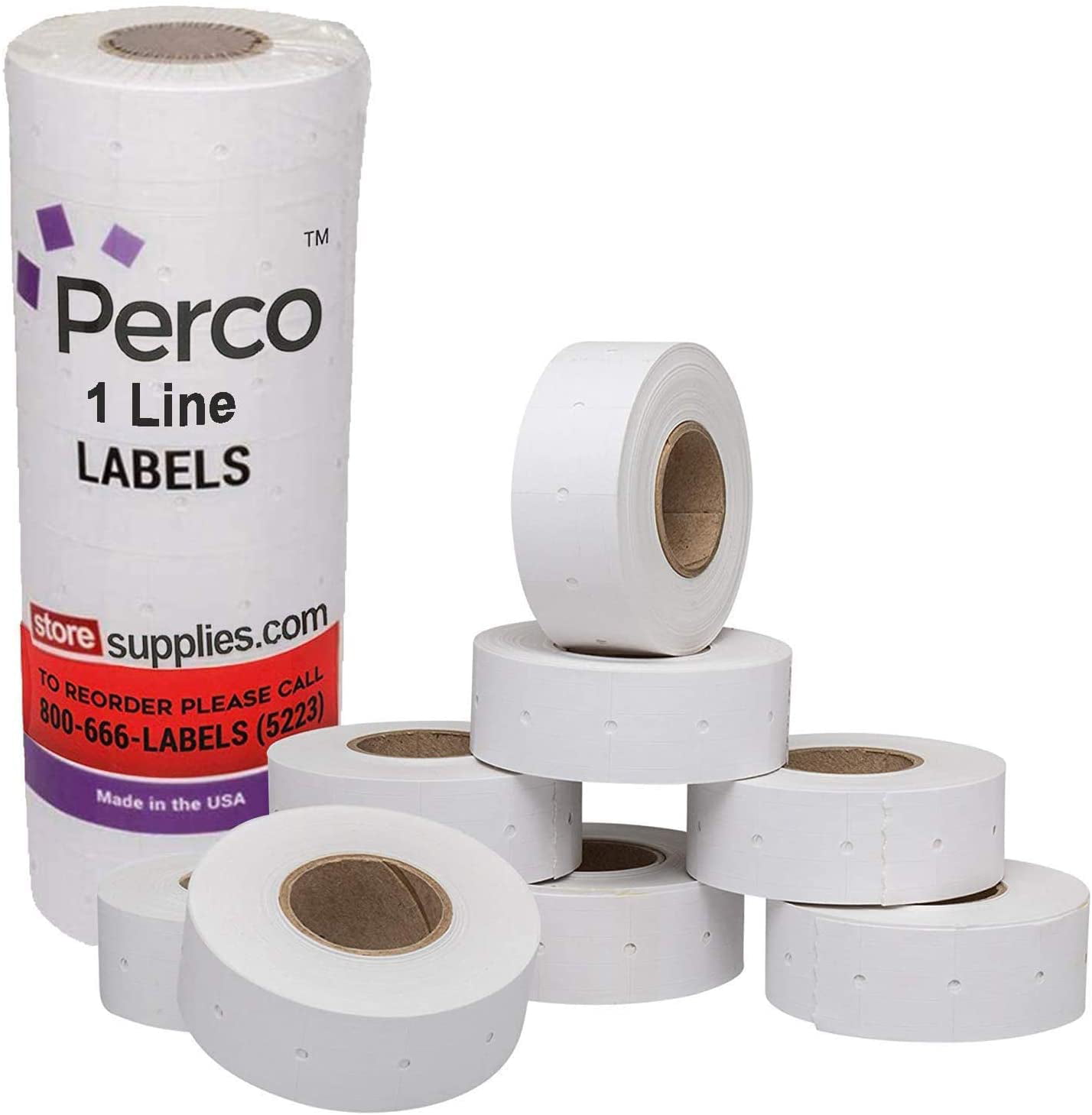 6,000 Blank Pricing Labels for Perco 2 Line Price and Date Guns 1 Sleeve Bonus Ink Roll Perco 2 Line Pink Labels 
