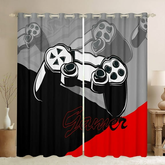 Erosebridal Teenager Gamepads Curtains for Living Room,Video Game 30%-50% Blackout Curtains Set of 2 (38x45),Curtains and Drapes (38x45),Gamer Bedroom Decorative