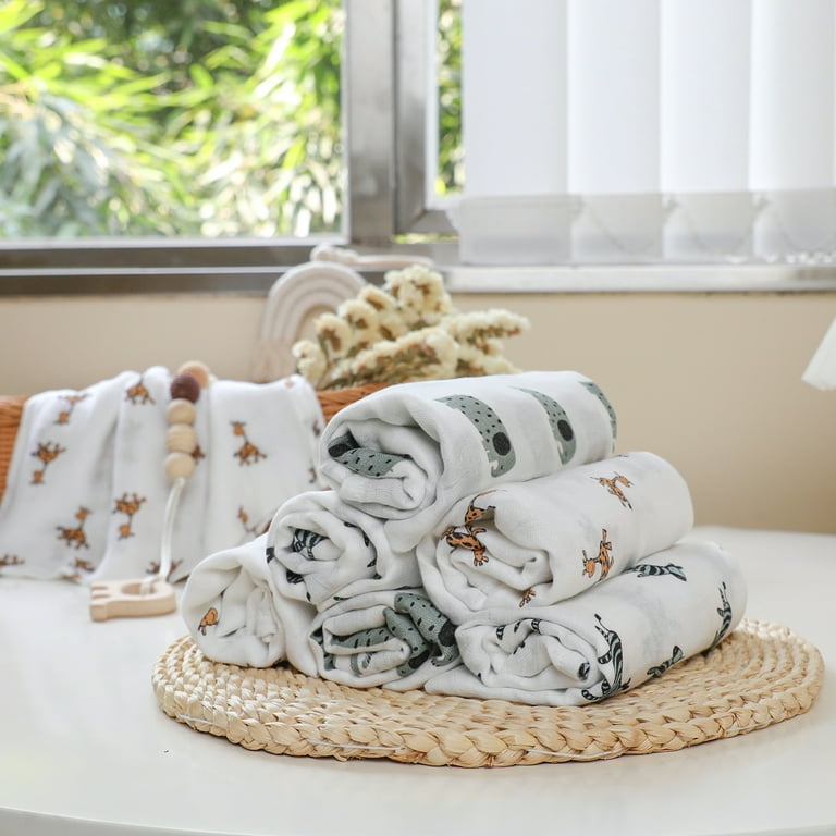 GLLQUEN BABY Organic Muslin Swaddle Blankets 6-Pack, 27