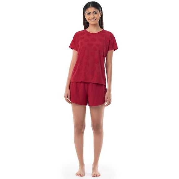 Fruit of the Loom Women's Sleep Short Sleeve PlushTerry Cloth Top and Pajama Short Set, Sizes S-4XL