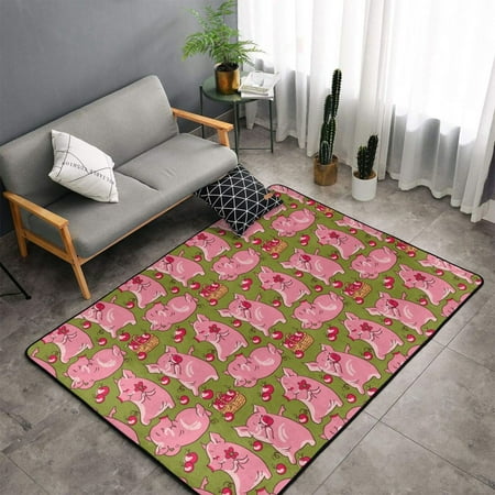 

Indoor Door Mat Cartoon Pigs Bedroom Rug & Carpets Entryway Rug Front Door Welcome Mat Non-Slip Long Bathroom Rugs Runner Washable Kitchen Mats for Floor